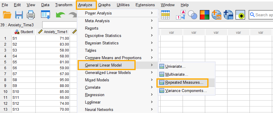 Repeated Measures ANOVA in SPSS