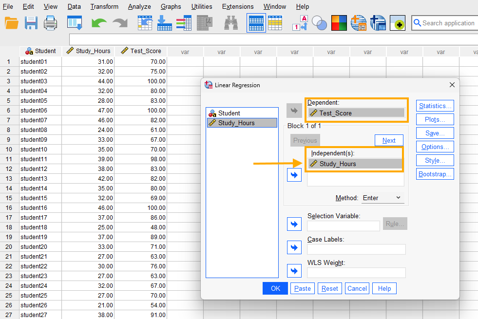 Linear Regression in SPSS
