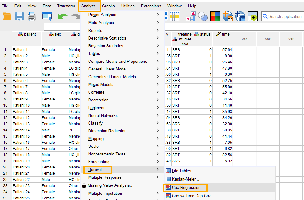 Cox Regression in SPSS