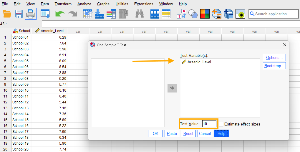 One-sample t-test in SPSS