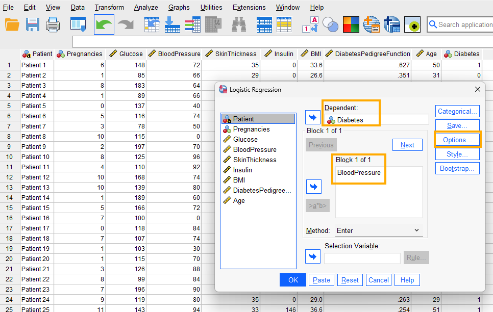 SPSS logistic regression