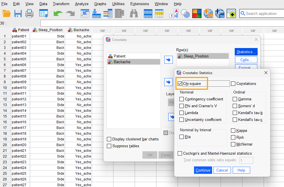 Chi-squared test in SPSS