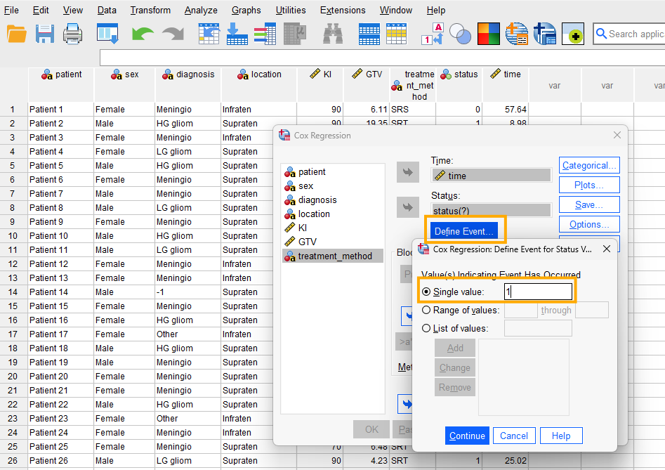 Cox Regression in SPSS
