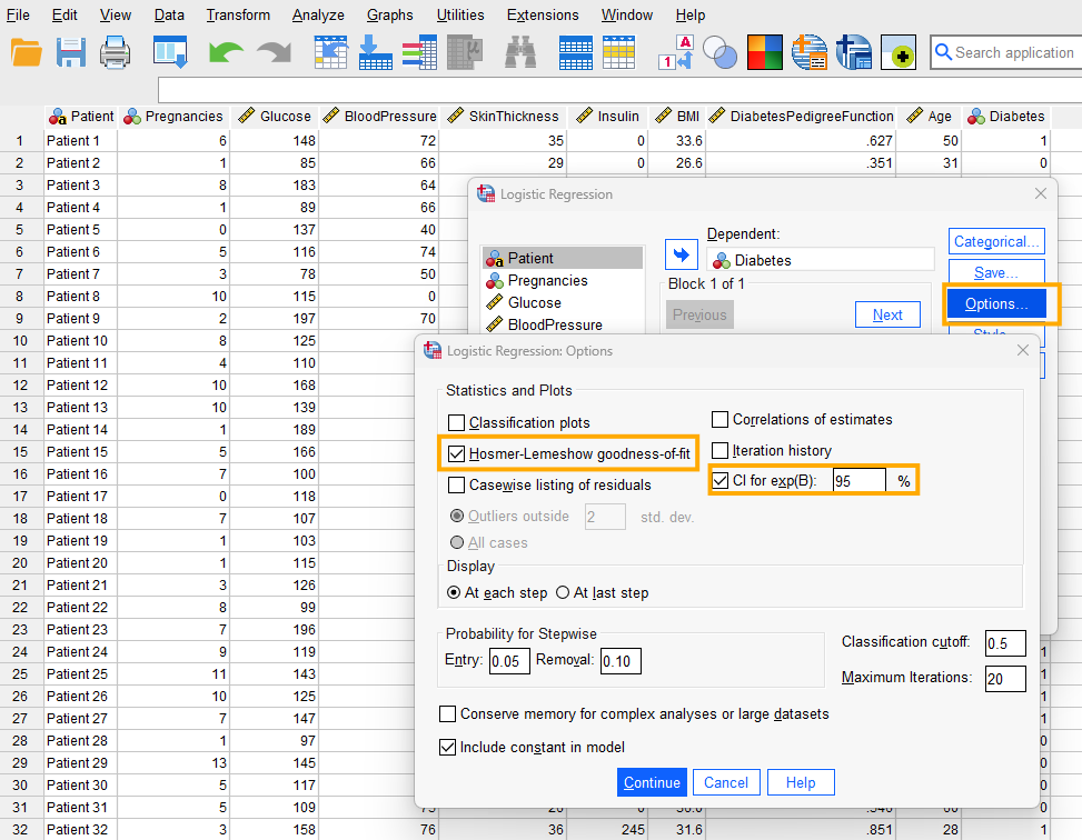 Hosmer Lemeshow goodness of fit