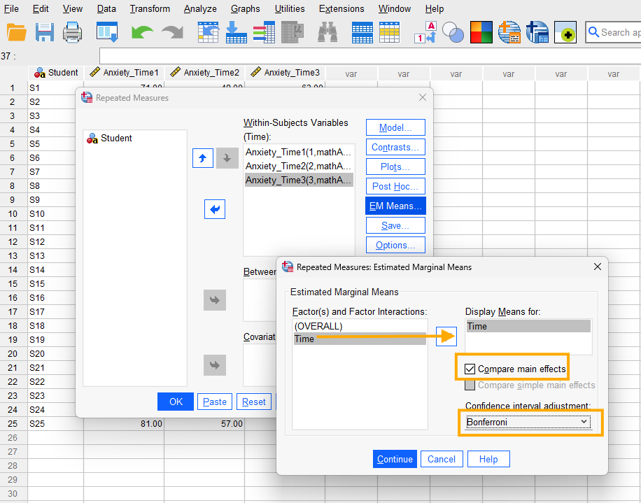 SPSS profile plot