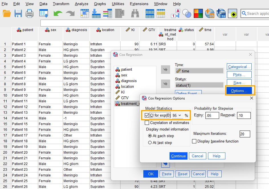 Cox Regression in SPSS