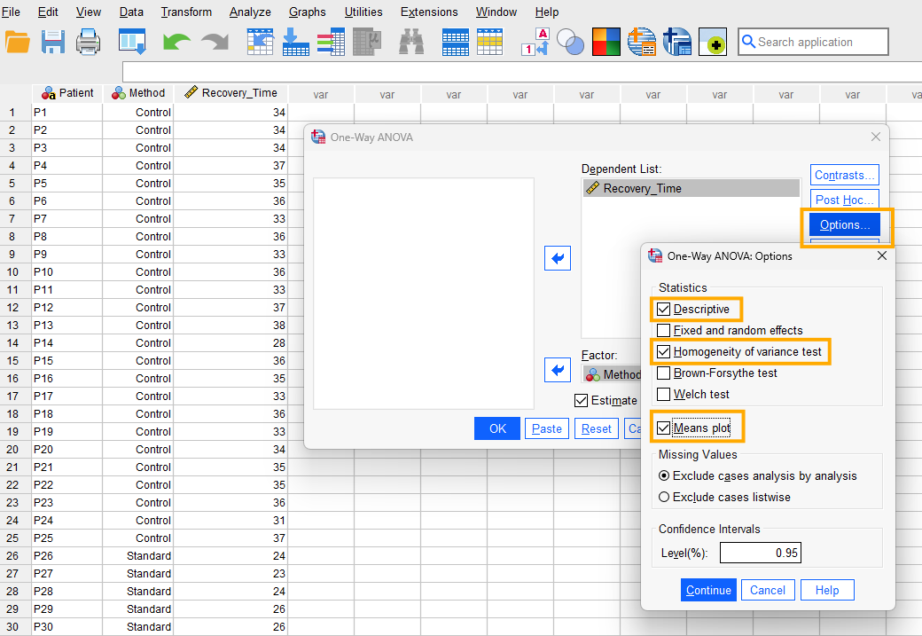 Homogeneity of variance test