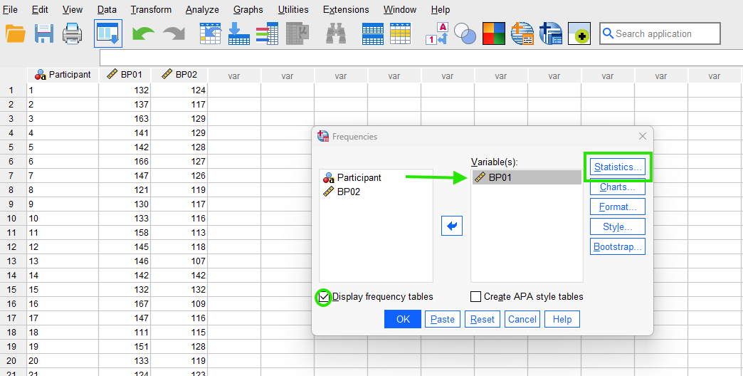 measures of central tendency in SPSS
