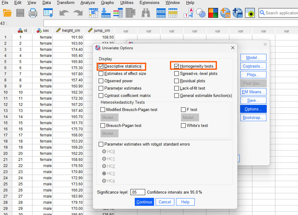 Levene's test of homogeneity