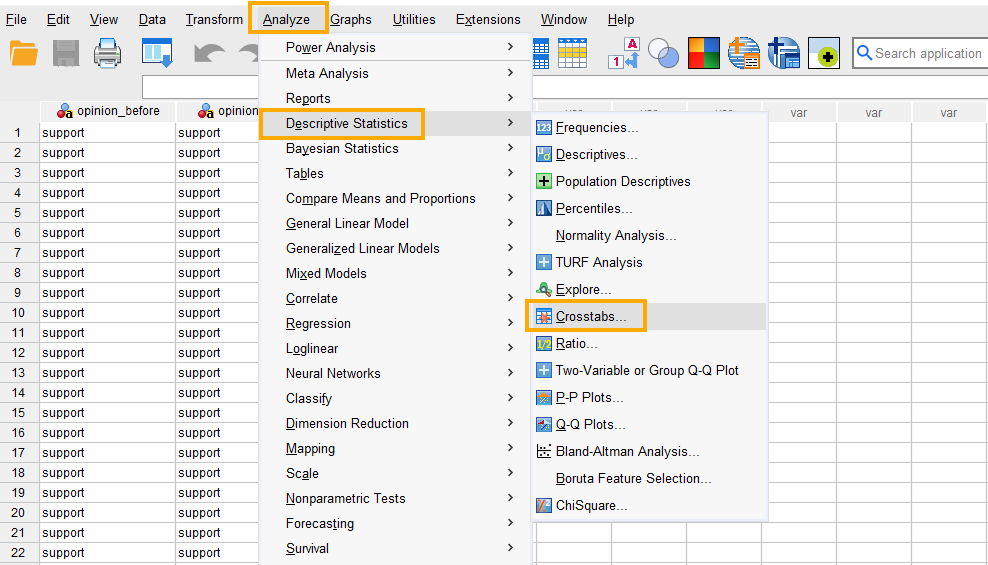 McNemar's test in SPSS menu