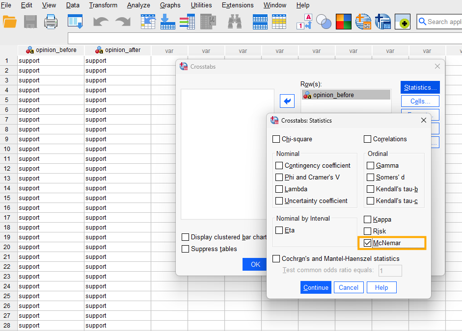 McNemar's test in SPSS