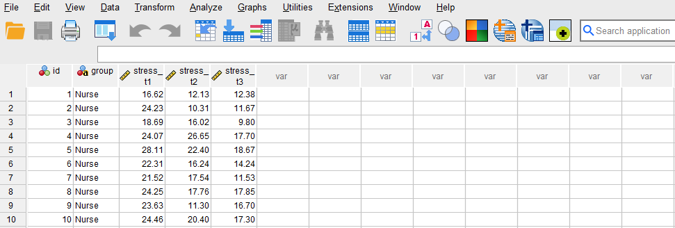 Data for two-way mixed repeated measures ANOVA